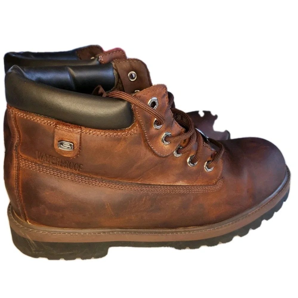 SKECHERS Sergeants-Verdict Work Boot Mens 13 Memory Foam Oiled Brown‎ Waterproof